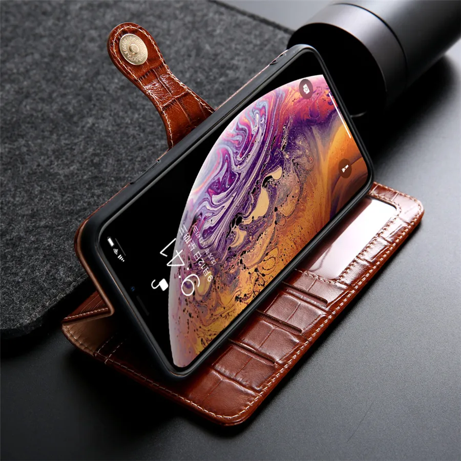 Роскошный флип-чехол-кошелек для Iphone Xs Max Xr X 8 7 Plus из натуральной кожи с узором «крокодиловая кожа», магнитный держатель для карт, чехол-подставка