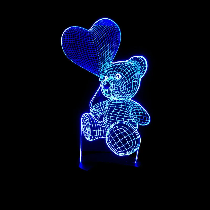 Подарок для подруги 7 цветов изменения 3D голограмма лампа Медведь Вечерние