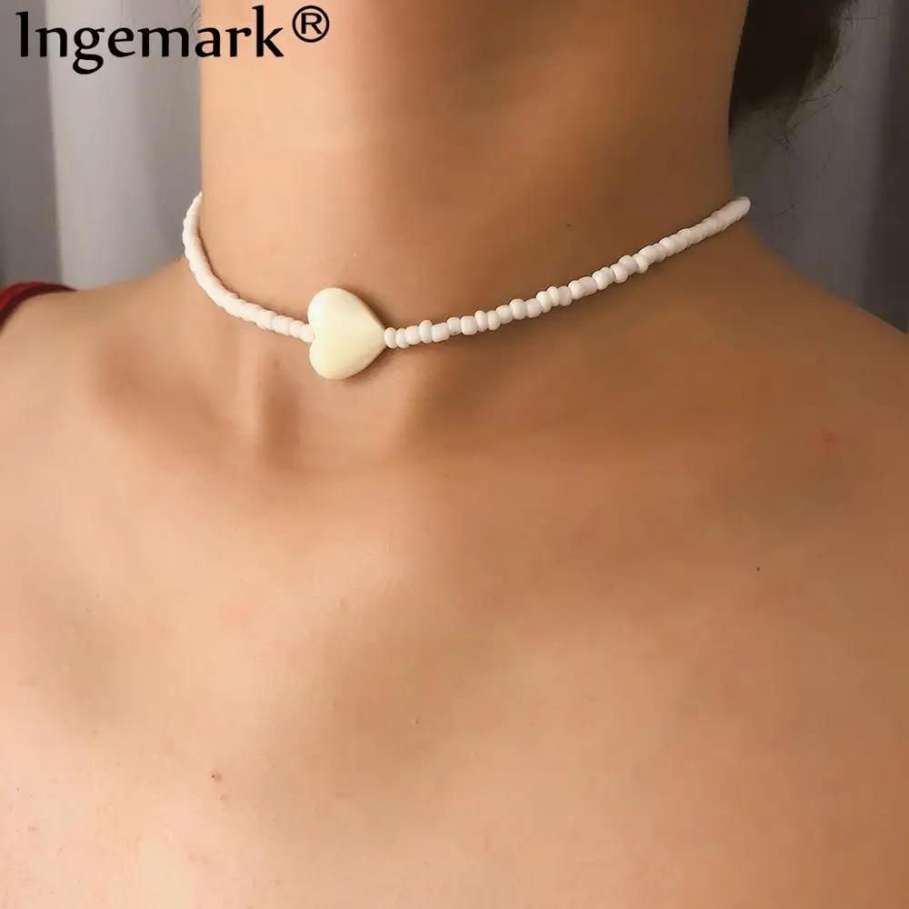 Чокер Ingemark в Корейском стиле Женский Ожерелье Из Рисовых бусин с маленькими