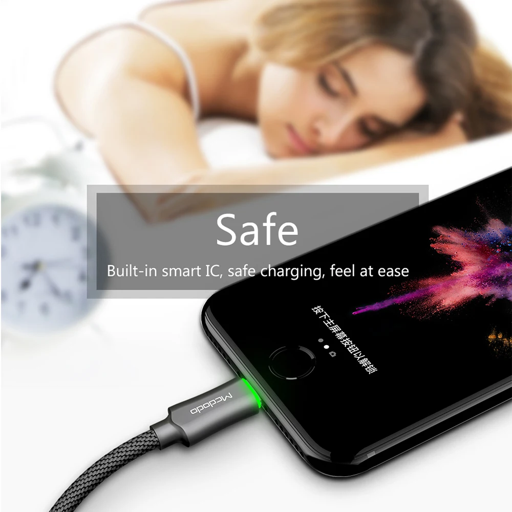 Usb-кабель Mcdodo для iPhone X, 8, 7, 6 Plus, автоматическое отключение, провод для быстрой зарядки, для iPhone 6S, 5S, SE, iPad, синхронизация данных, usb-кабель для зарядного устройства