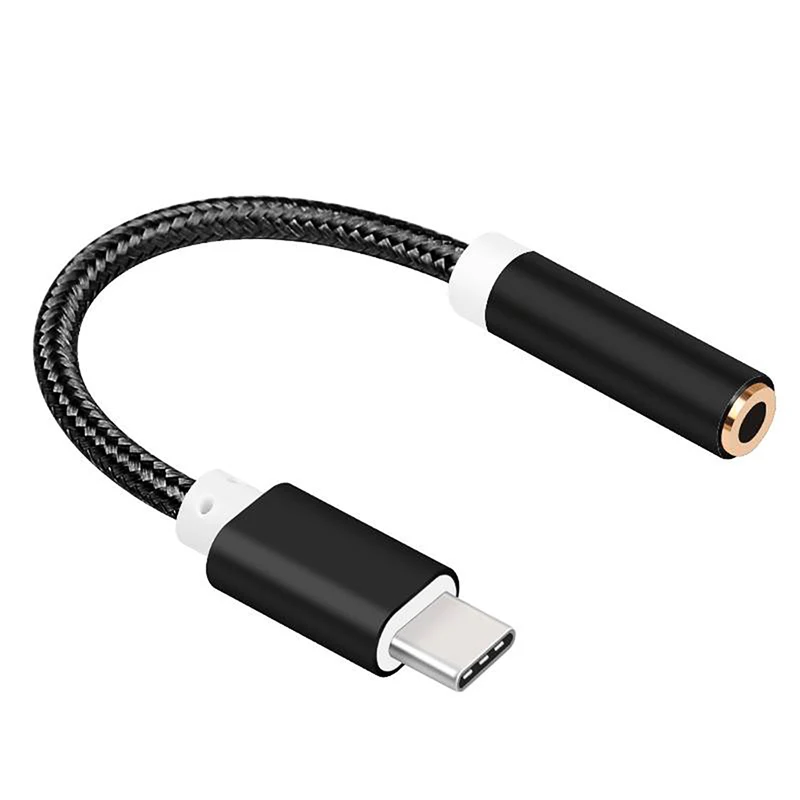 Black Usb type C до 3,5 мм кабель для наушников адаптер USB-C до 3,5 мм разъем Aux кабель для Letv 2 2pro max2 Pro 3 для Xiaomi Mi 8 6 - Цвет: Black