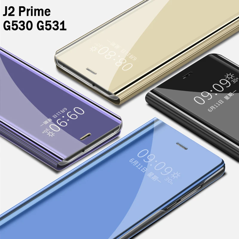 Флип-зеркальный чехол для смартфона Samsung galaxy J2 Prime j2prime Grand G530 кожаный прозрачный