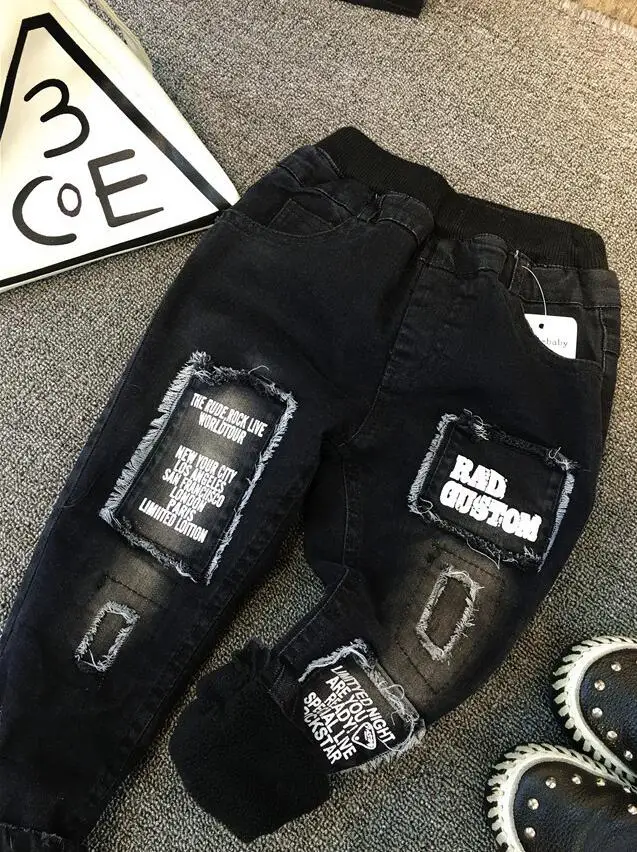 Plush jeans Новые детские комплекты одежды для мальчиков осенне-зимняя джинсовая куртка с меховым воротником+ свитер+ джинсы для маленьких мальчиков комплект одежды из 3 предметов для мальчиков - Цвет: Plush jeans
