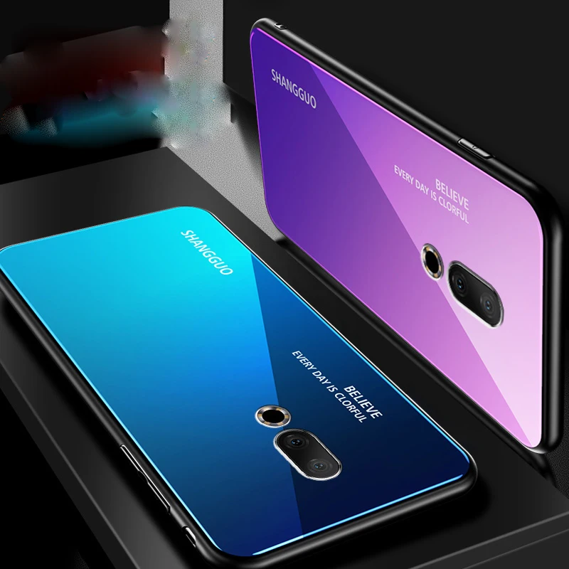 Чехол Meizu 16 Plus из закаленного стекла с градиентом Авроры чехол для th цветной