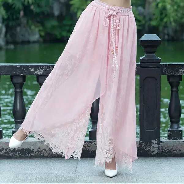 Розовые этнические брюки для женщин Осенние богемные хиппи в таиландском стиле
