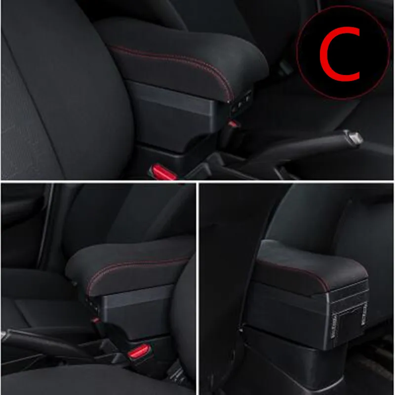C black red line Для Suzuki SX4 подлокотник коробка центральный магазин содержимое коробка с подстаканником пепельница украшения продукты аксессуары с USB интерфейсом - Название цвета: C black red line