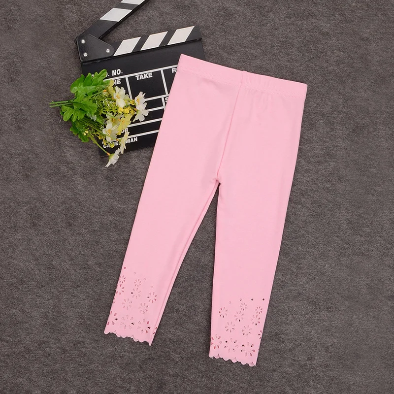 Модные леггинсы с цветочным узором для девочек яркие цвета штаны дырочками