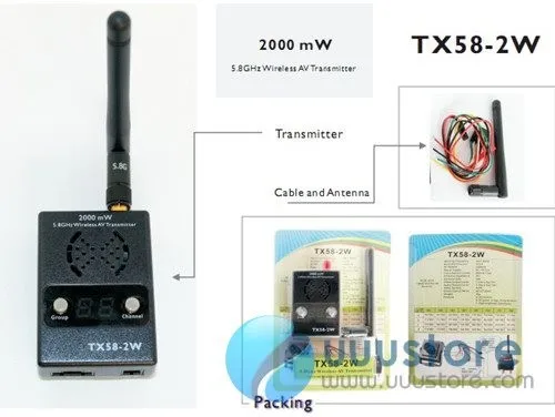 Boscam FPV 5,8G 2000mw 32 канала беспроводной AV Передатчик TX58-2W и приемник RC58-32CH для FPV большой радиус действия системы Дрон