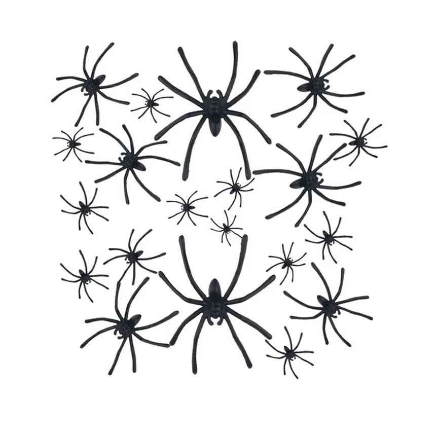 Хит продаж 2017 реалистичный Пластиковый черный паук для Хэллоуина 20 шт. шуточные