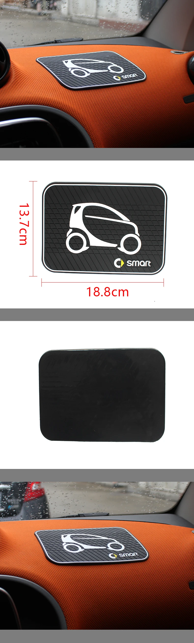Auto interior dashboard phone fixed Silicone non-slip mat Center console car Non-slip mat for smart 450 451 453 fortwo forfour