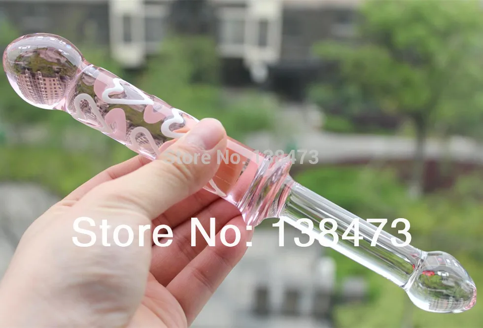 Очень длинные большие розовые резные стеклянные фаллоимитаторы с кристаллами