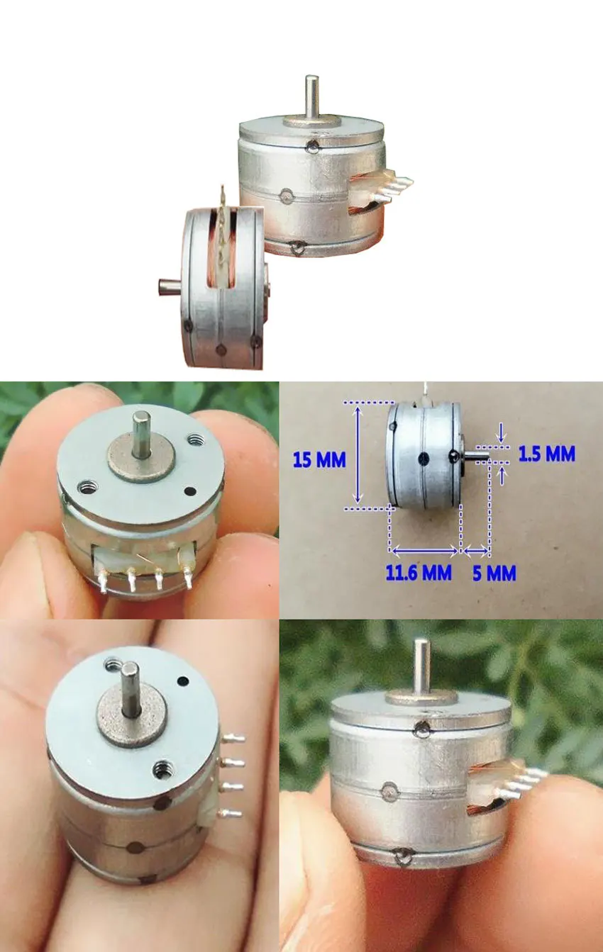 5 шт. 15 мм шаговый двигатель постоянного тока мини ползунок винт 2 фазный 4