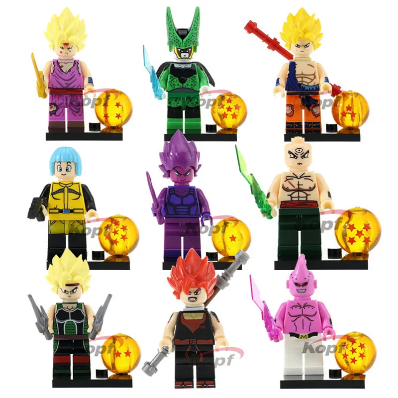 8 шт./лот Dragon Ball фигурка Z Son Goku Vegeta Master Roshi Krillin строительный блок брендовые фигурки Набор моделей игрушки для детей