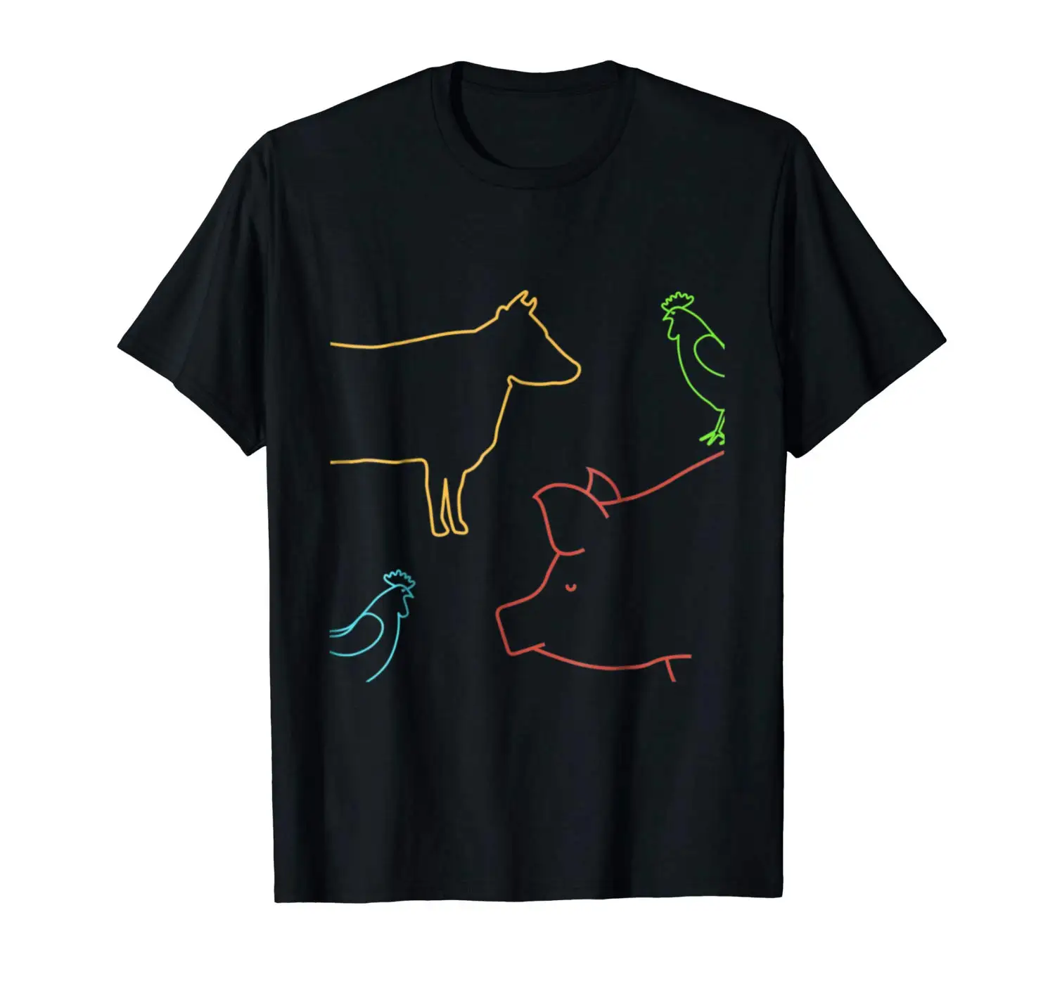 

Farm Animal T-shirt Cow Pig Chickens Men Women Youth Tee Men Adult Slim Fit T Shirt S-XXxl Shirts For Men