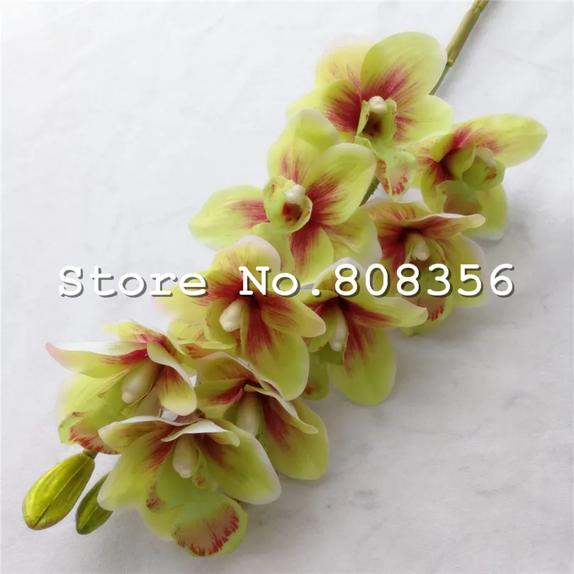 10 p настоящие сенсорные орхидеи PU Cymbidium 10 головок орхидеи цветы белый/розовый/зеленый/фиолетовый украшение в середине стола для свадеб декоративный цветок