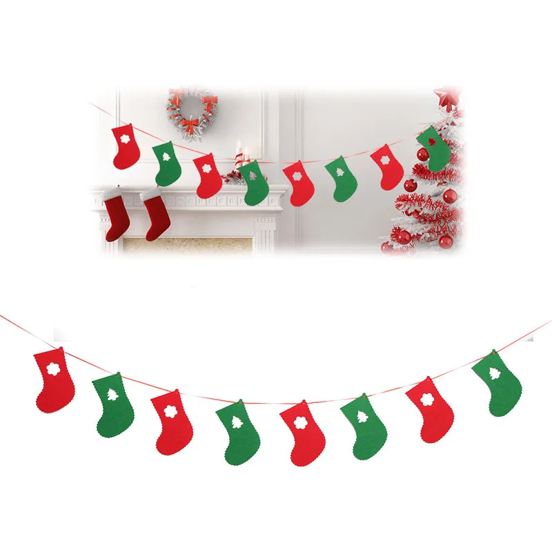 2018 DIY нетканый материал Xmas флаги Санта Клаус цветочный баннеров Merry Рождество