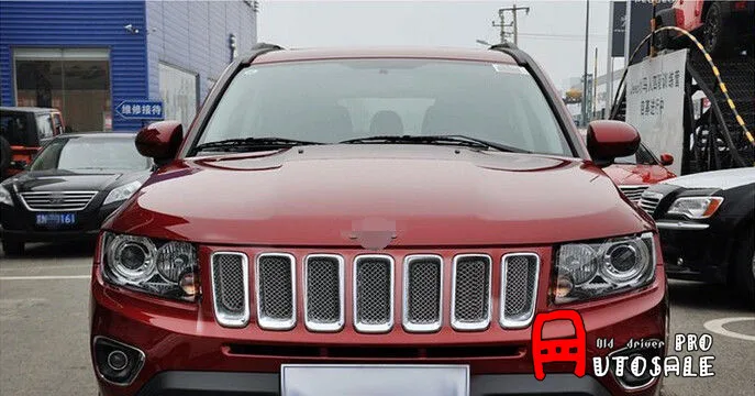 7 шт. хромированная решетка для Jeep Compass 2011 2012 2013 2014 2015 ABS|grill cover|compass covergrille grill |