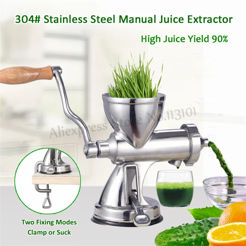 

Stainless Steel Manual Juicer Fruits Juice Extractor Vegetables Wheat Grass Juicing Machine Kitchen Tool with Suction Base