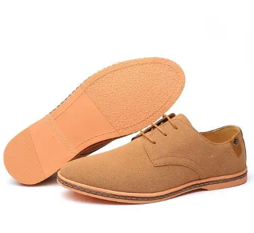 Khaki Shoes Марка vesonal замшевые кожаные мужские туфли Весна Оксфорд Повседневные Классические кроссовки для мужчин удобная обувь Большие размеры 38-46 - Цвет: Khaki Shoes