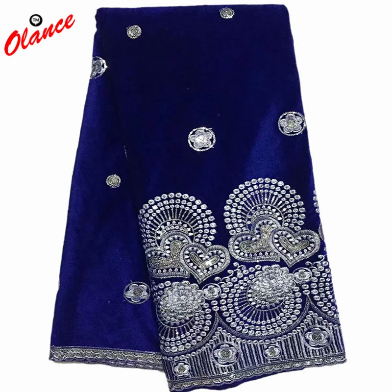 Горячая Распродажа Королевский синий цвет бархатное кружево для платья с