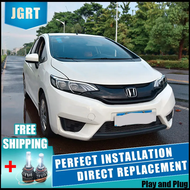 Светодиодные фары для Honda fit 2015 2016 2 шт. Автомобильные светодиодные двойные