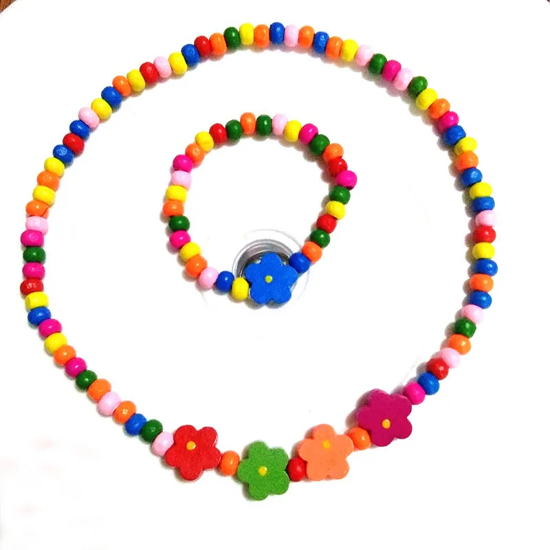 Новинка 22 стиля смешанные цвета деревянный комплект с ожерельем и браслетом