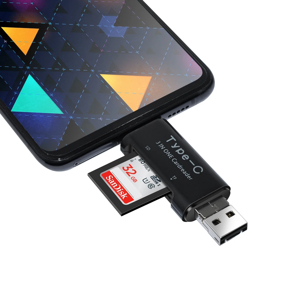 Кардридер Deepfox Micro USB Type-C 3 в 1 OTG USB2.0 Универсальный TF/SD для ноутбука Android Macbook |