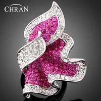 chran fashion silver plated promised rings jewelry exquisite crystal finger rings ladies gifts