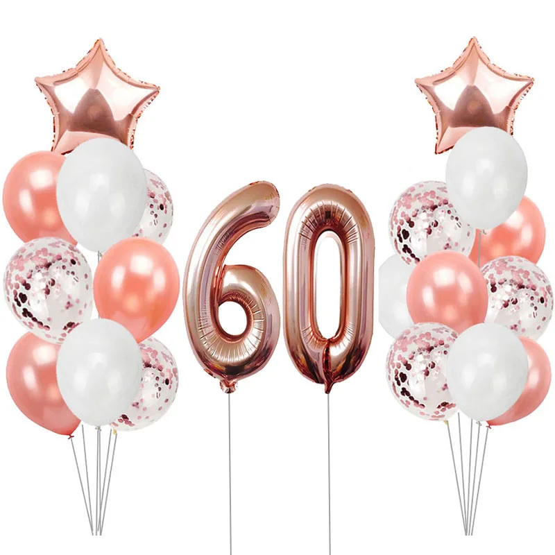 60 Розовое золото, От 1 до 6 лет воздушные шары на день рождения, украшения для вечеринки на день рождения, для детей и взрослых, 1st 2nd, 18, 21, 30, 40, 50, 60, товары для дня рождения - Цвет: 60