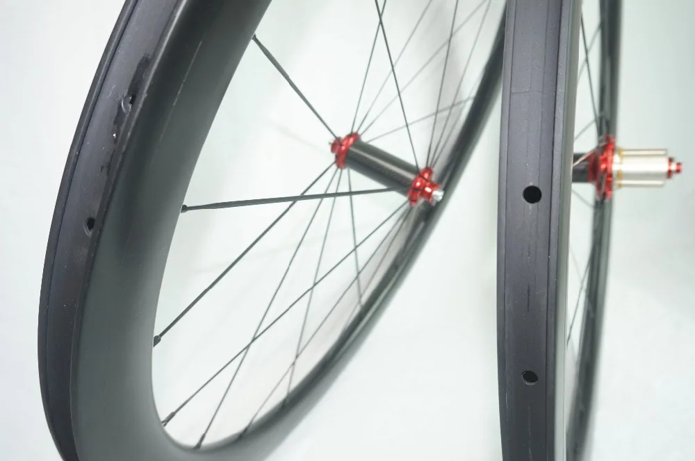 Powerway R36 красные ступицы 50 мм клинчерное углеродное дорожное колесо полностью