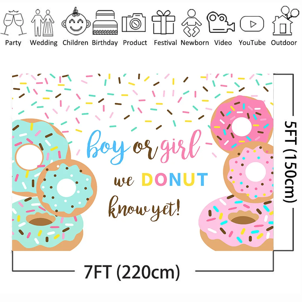  Gender Reveal Backdrop for Photography Donut Background Photo Studio Newborn Baby Party Decoration Supplies Vinyl | Электроника