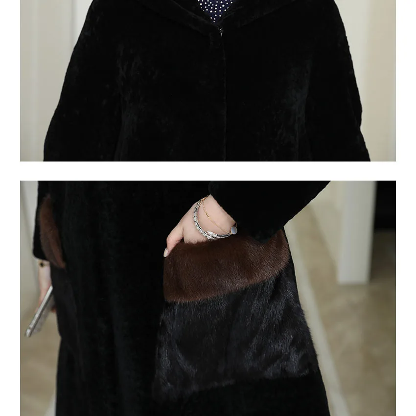 Женская Шуба из меха норки с карманами модная капюшоном Осень-зима 2019 | одежда