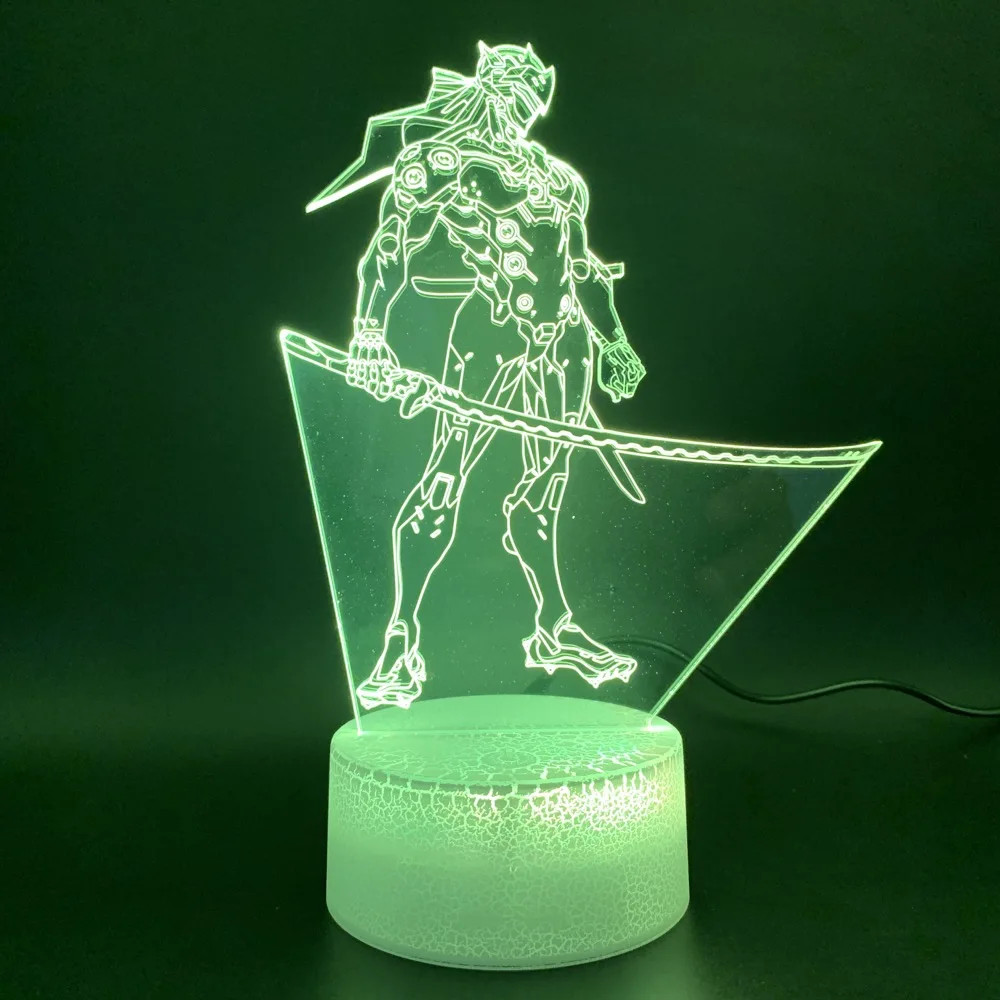 Новинка светильник s Game Overwatch Shimada Genji рисунок домашний декор яркая база детский подарок 3d светодиодный Ночник светильник для детской спальни