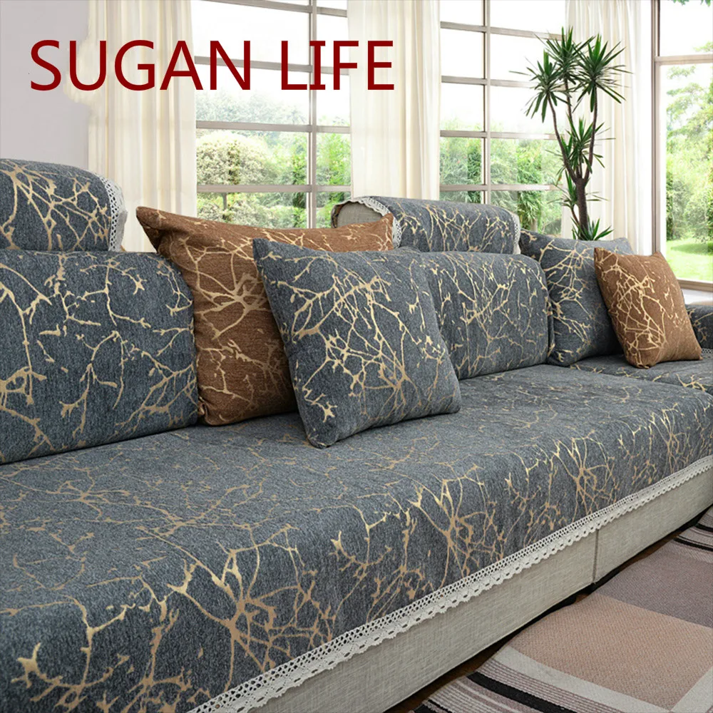 European style sky stripe jacquard chenille sofa cover cama slipcovers for living room furniture sectional couch covers S-271 | Дом и сад