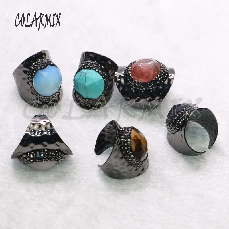 5 шт. разноцветные кольца из камня ювелирные изделия черного пистолета