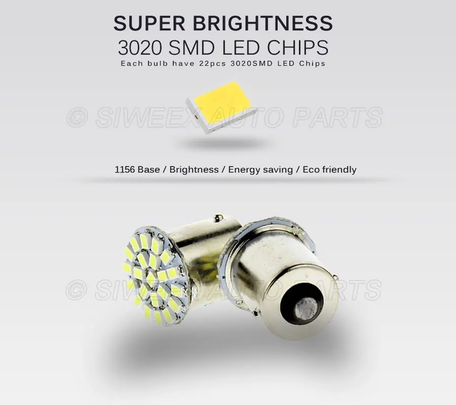 4 Pcs/Lot BA15S 1156 Car LED License Plate Lights 22 3020 SMD 12V Tail Rear Side Marker Dome Lamp Turn Signal Bulb White | Автомобили и