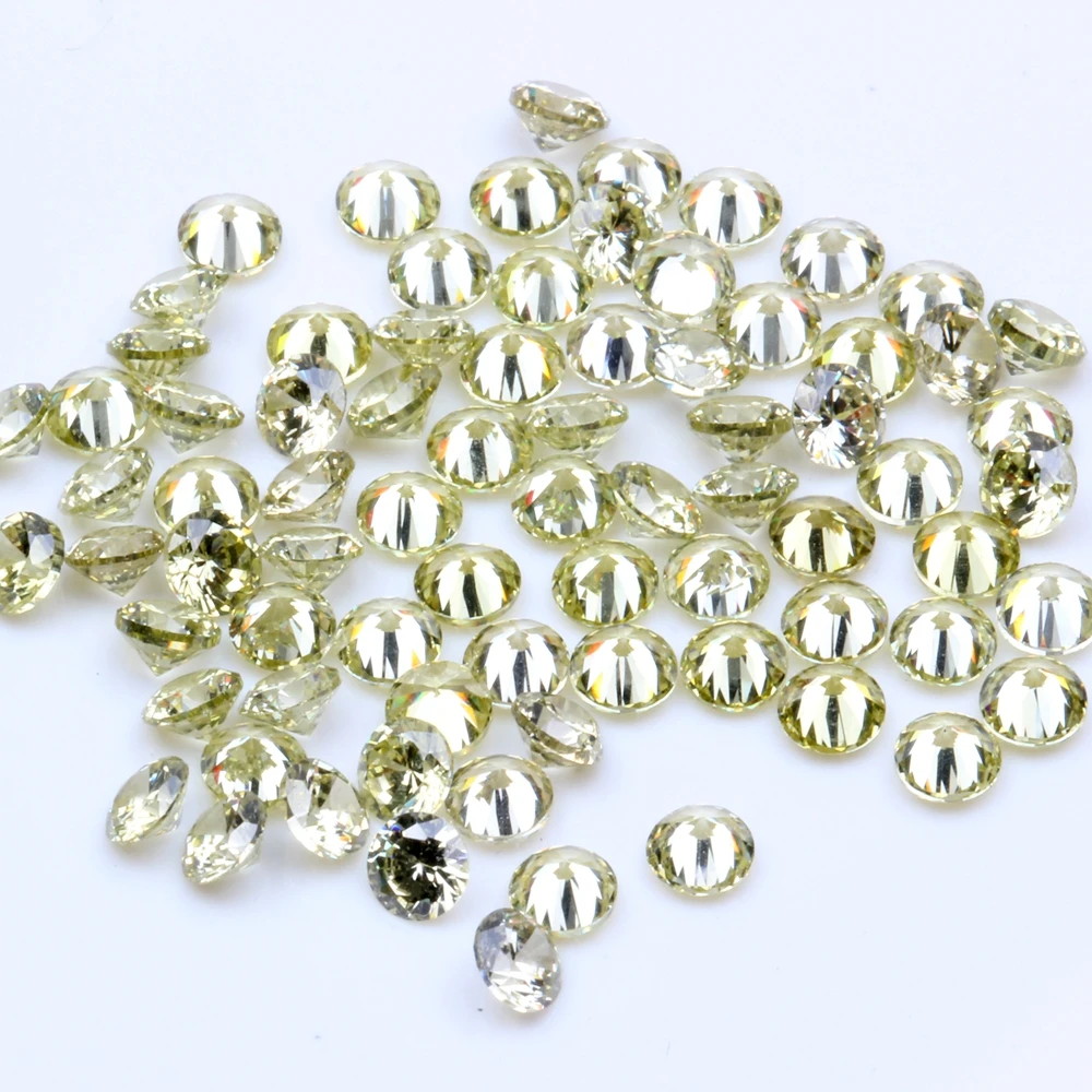 

1000pcs AAAAA+ 0.8-4mm CZ Stone Round Cut Beads Light Yellow Color Cubic Zirconia Synthetic Gems For Jewelry
