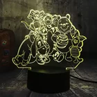 Мультяшный большой семейный милый Ночной светильник с изображением медведя Винни, тигра, тигра, друзей, 3D LED, 7 цветов, настольная лампа, домашний декор, детская Рождественская лампа