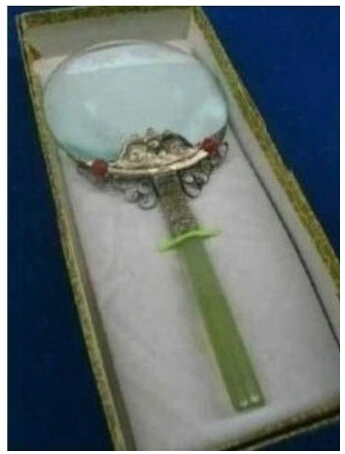 

Wonderful Tibet silver Magnifying Glass with Jade free shipping