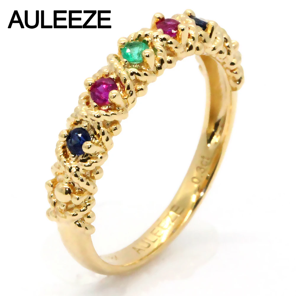 

Винтаж 14K из плотной ткани желтого цвета золотое кольцо настоящие много драгоценных камней обручальные кольца с натуральным рубином, сапфи...