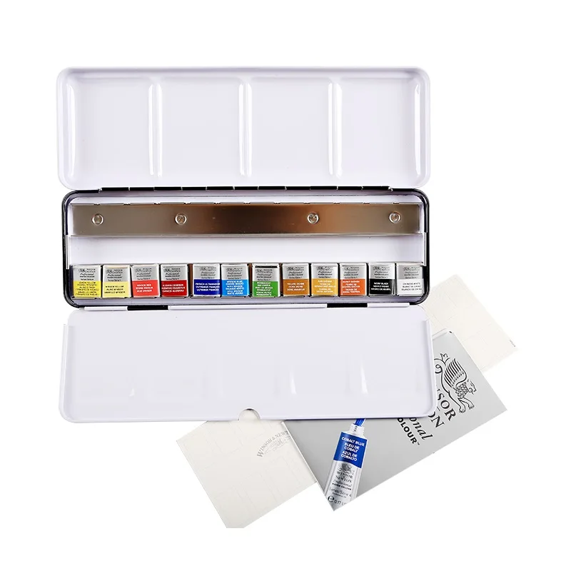 WINSOR& NEWTON, 12/24 цветов,, профессиональный, для старшего художника, Одноцветный, акварельный пигмент, сделано во Франции