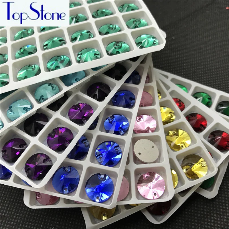 Topstone 14mm 3200 Rivoli Crystal Colors Glass Sew On Rhinestones Sewing Crystals Stones for dress Clothes Crafts Arts | Дом и сад