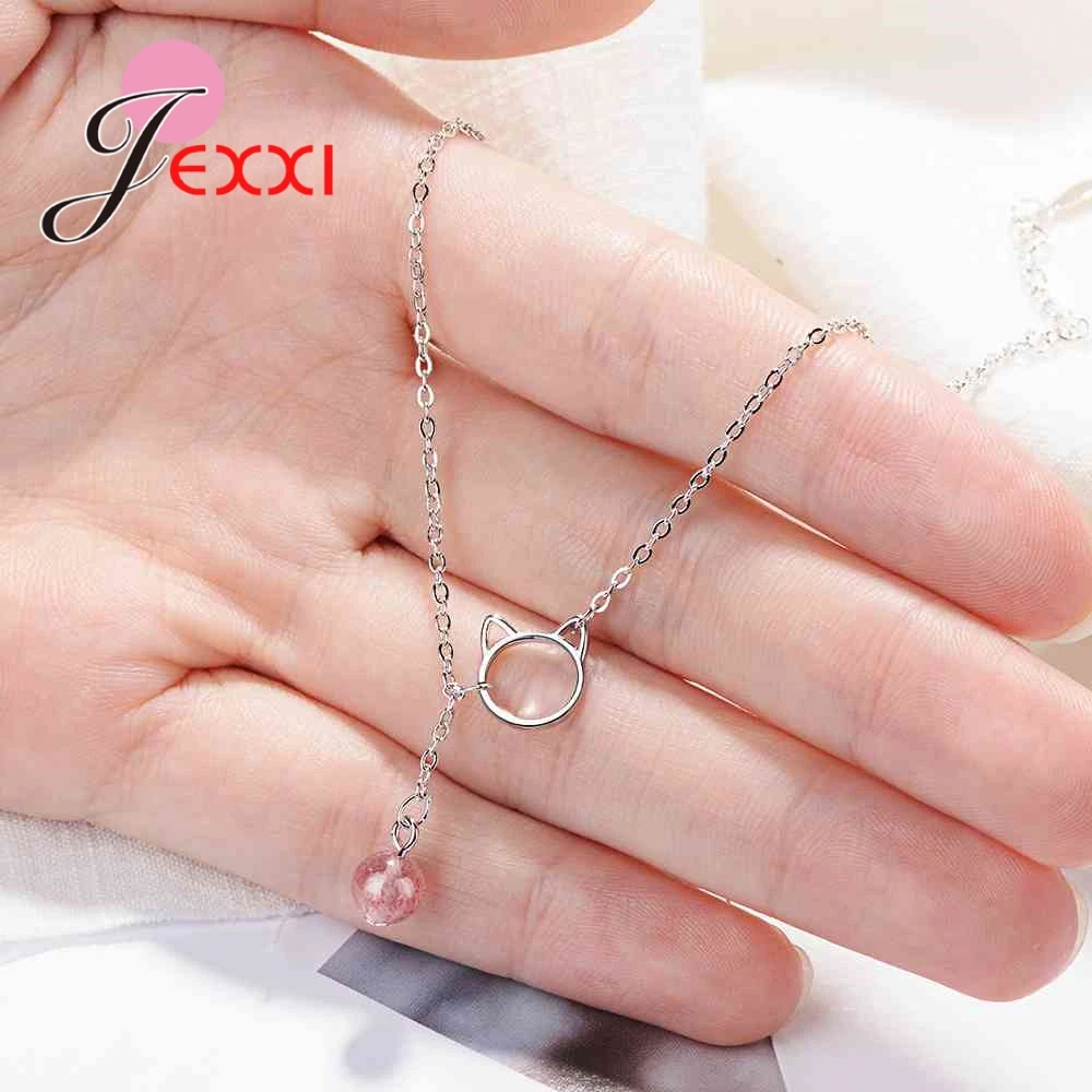 Женский изысканный браслет цепочка из серебра 925 пробы с белым/розовым