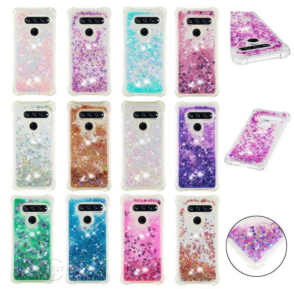 Glitter Stars Cover for LG V40 ThinQ LGV40 V405QA LM-V405QA LMV405QA V405TA LM-V405TA V405UA Liquid Quicksand Soft TPU Back Case |
