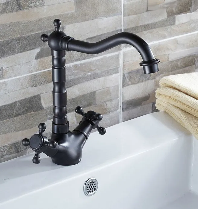 

Oil Rubbed Bronze Dual Cross Handles Swivel Kitchen Bathroom Sink Basin Faucet Mixer Tap asf076