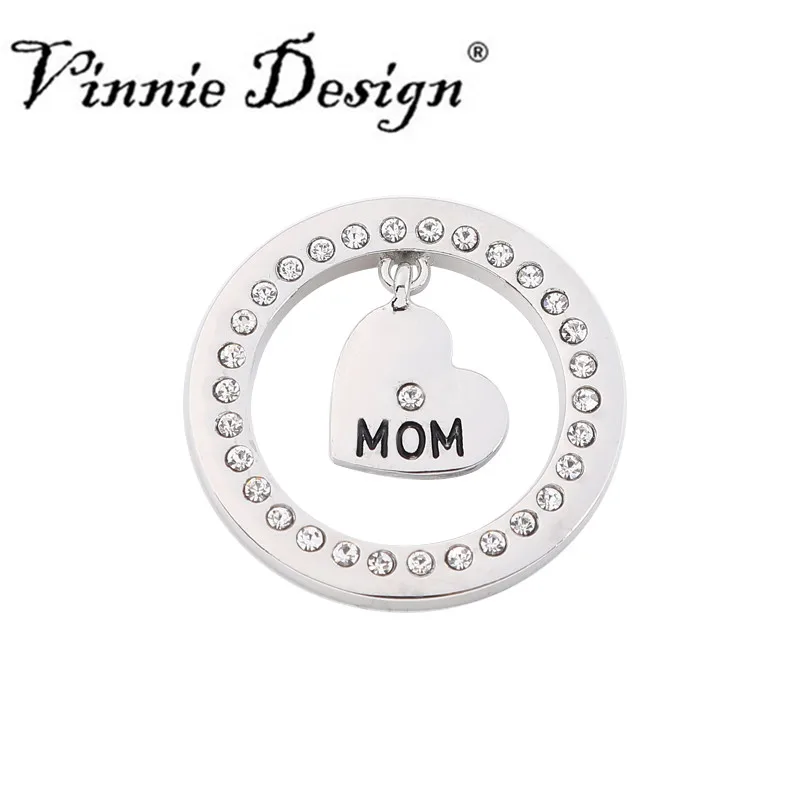 Винни Дизайн Jewelry Искра Сердце мамы 33 мм Монета диск для Подвеска монета