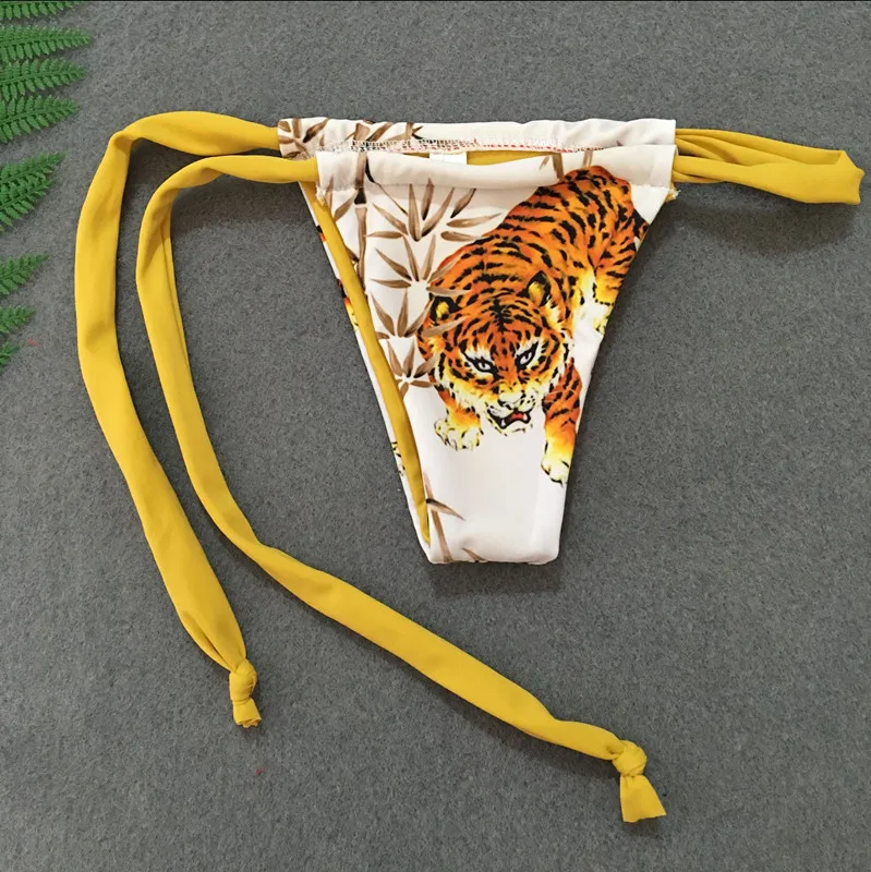 Бикини с принтом тигра 2018 без бретелек купальник подвязкой сексуальный бандо