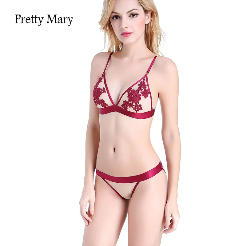 Красивый сексуальный кружевной бюстгальтер Mary Комплект трусиков с вышивкой