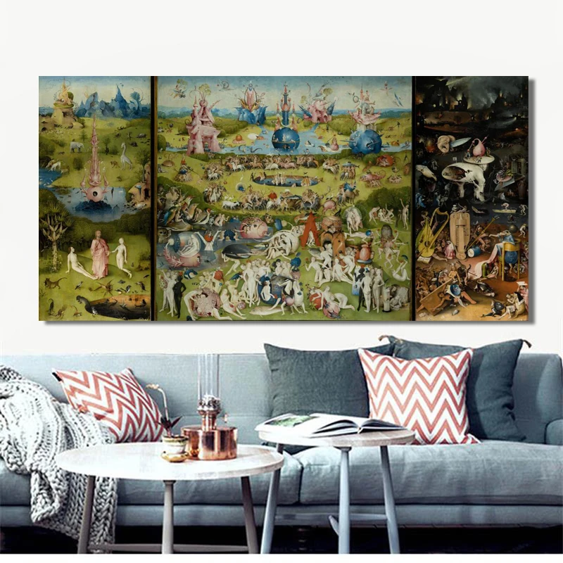 Bosch Hieronymus сад земного восхищения плакат, Классическая известная живопись, печать на холсте для декора комнаты
