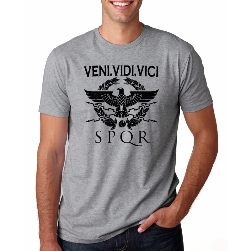 GILAG SPQR Roman Gladiator Imperial Golden Eagle T-Shirt Mens Casual Short O-Neck T Shirt Harajuku Tops Tees | Мужская одежда